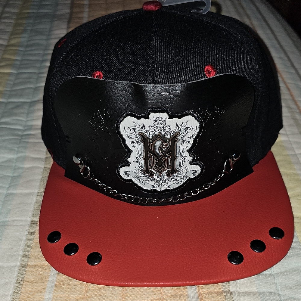 Disney Haunted Mansion Black and Red Cap Hat with Crest